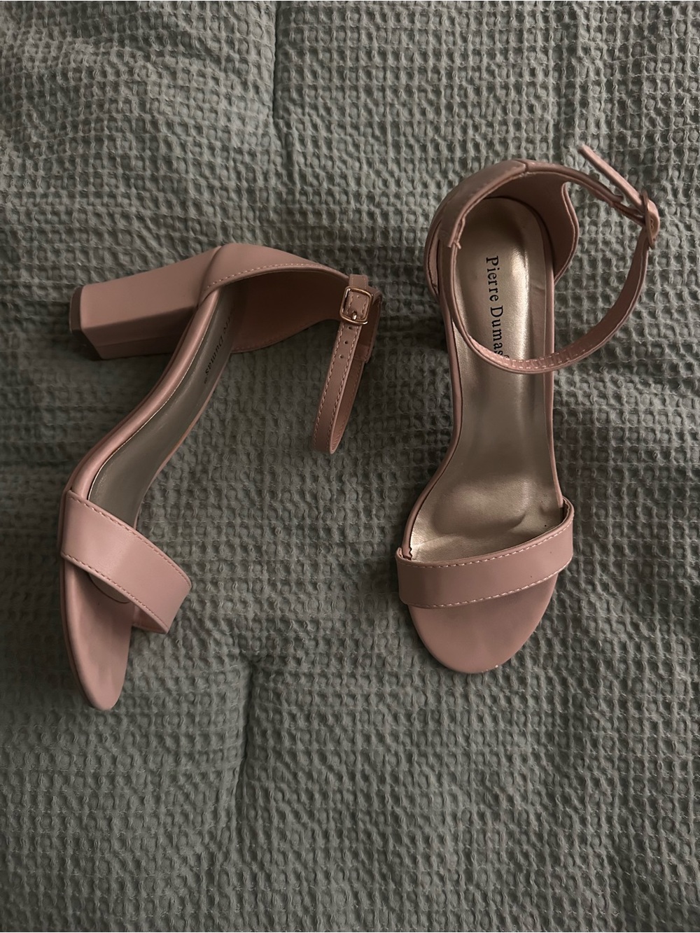 Pierre Dumas Nude Block Heel Ankle-Strap Sandals